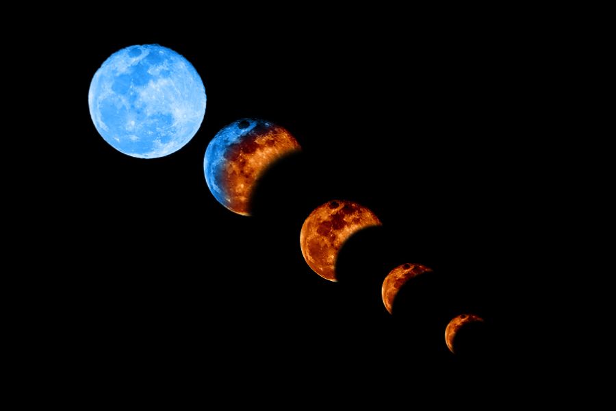 Ilustrasi super new moon dan perigee.Foto:Canva