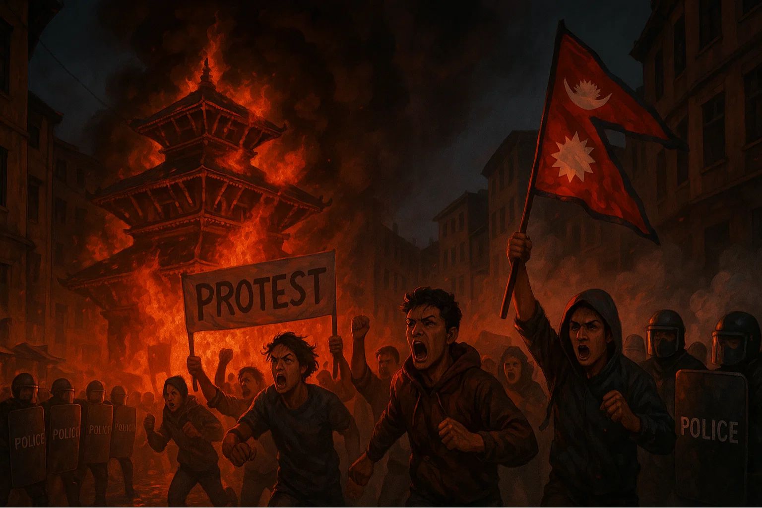 10_Ilustrasi Kerusuhan Nepal 2